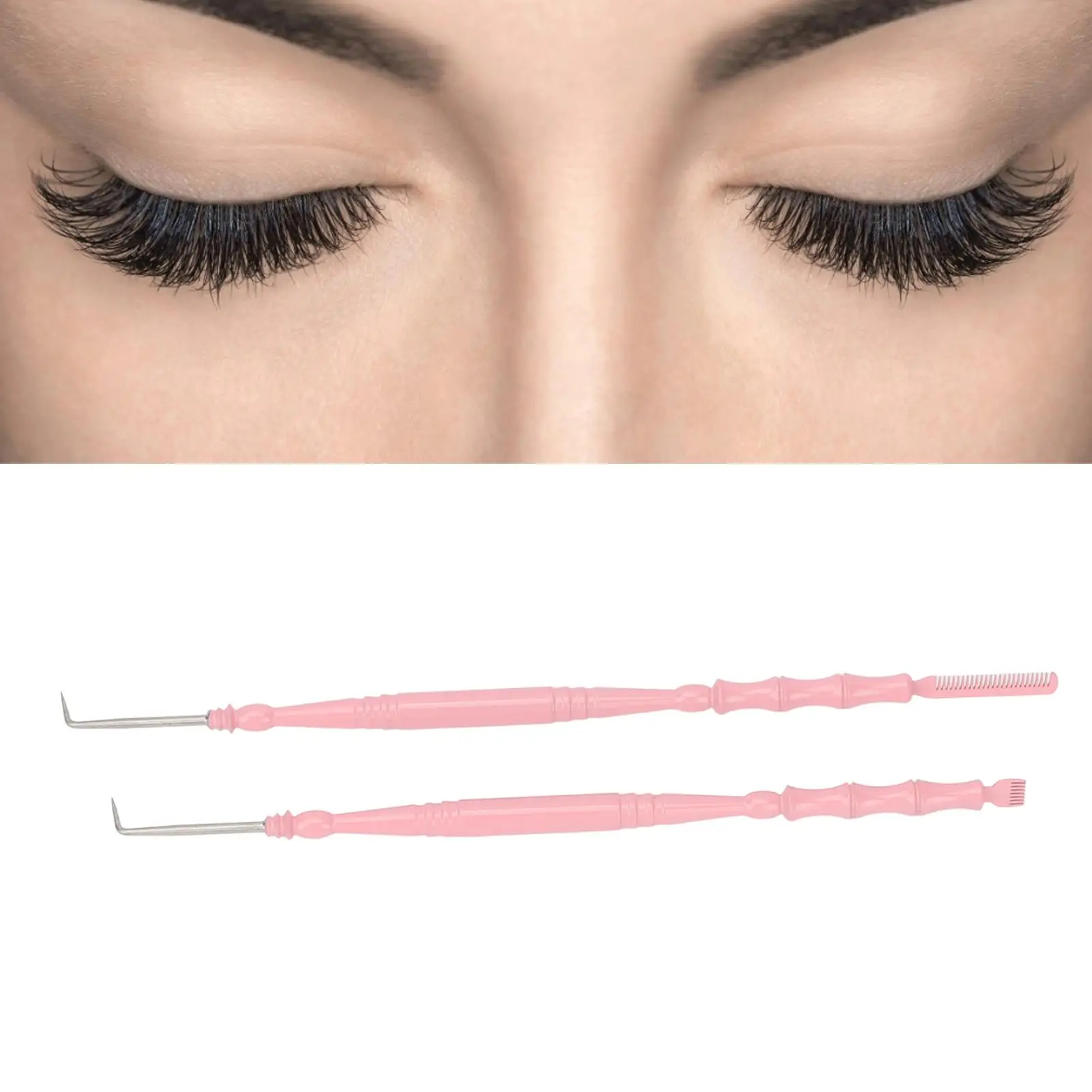 2pcs Eyebrow & Lash Perm Kit - Bamboo Joint Shape Handle - Stainless Steel Double Head Separator Tool