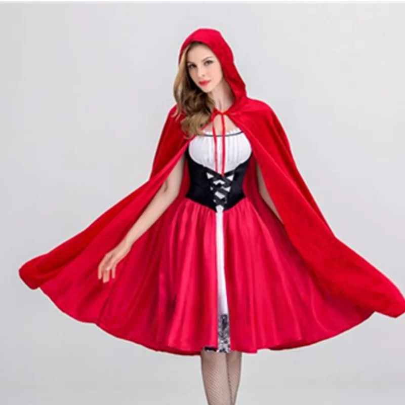 

Cute Girl Halloween Little Red Riding Hood Costume Adult Cosplay Party Dress Shawl Dress Winter Collection 2023 Yixiaoyi Brand