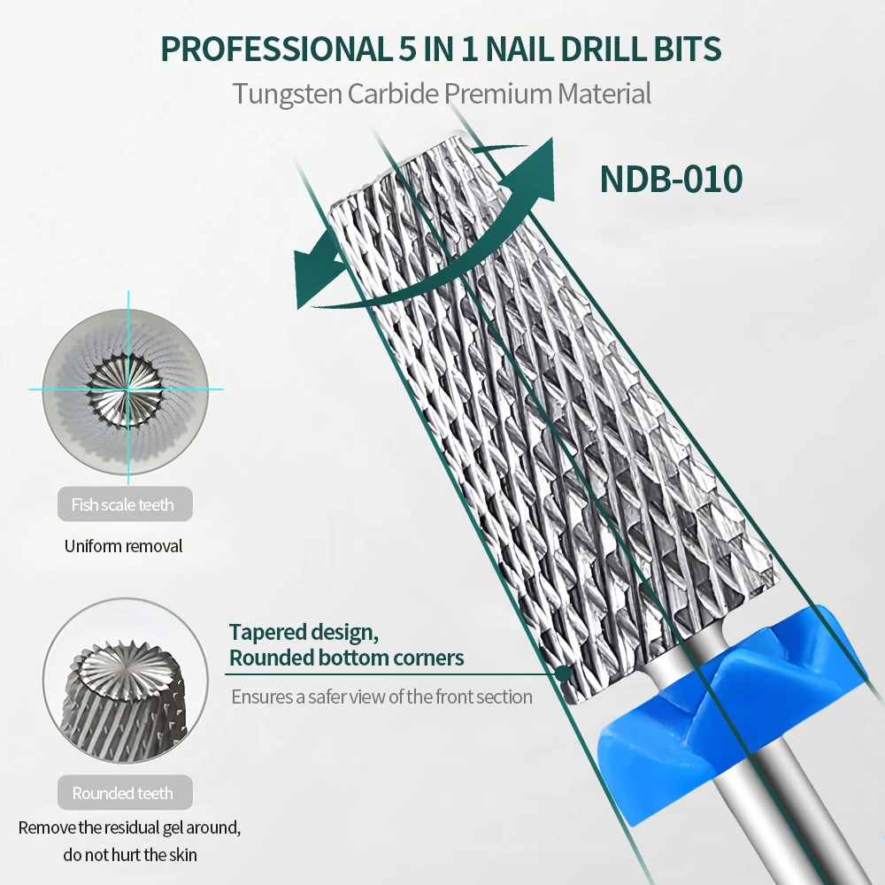 Nailpop Nail Drill Bits Set Tungsten Carbide Sanding Bit Set for Nail Drill E File,Cuticle Cleaner Nail Gel Polish Remover Tool