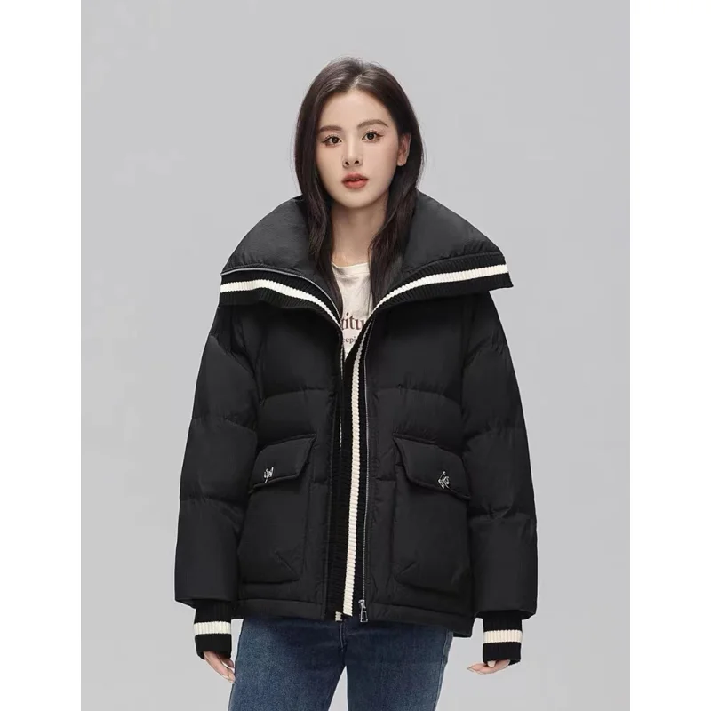 Women\'s Down Puffer Jackets Black Winter Korean Fashion Y2K Style Streetwear Chic Warm 2023 Female Coat Cotton Beige Outwear