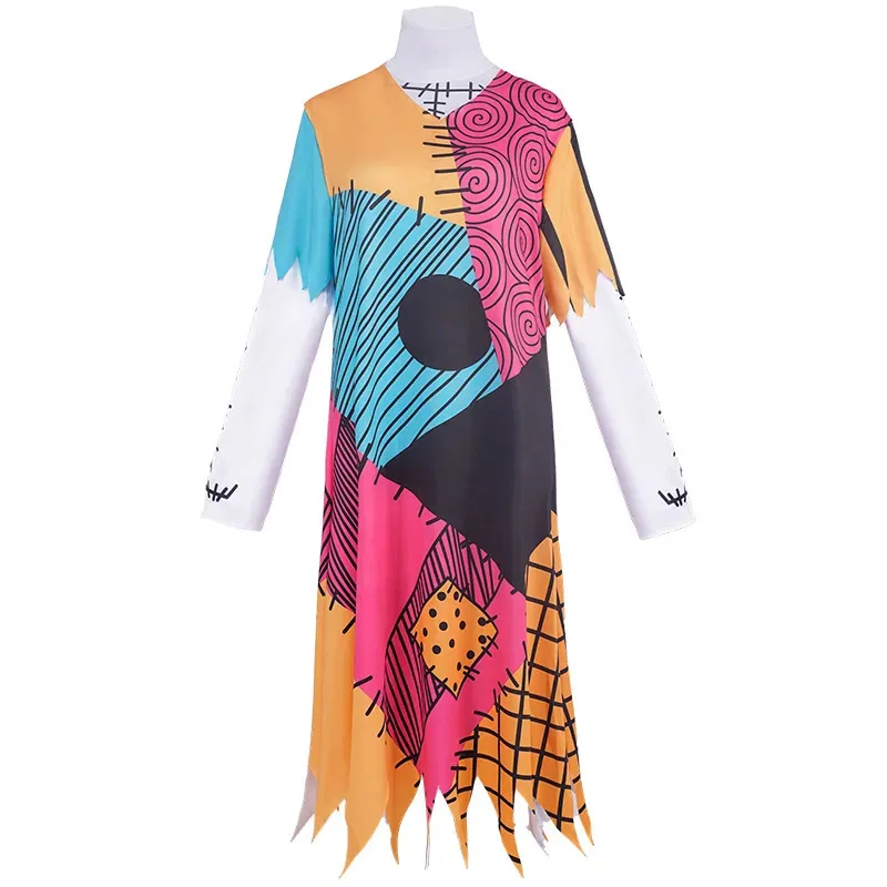Disfraz de pesadilla Sally para mujer, disfraz de Halloween antes de Navidad, disfraz de animación para adulto, Tops de Halloween, vestidos