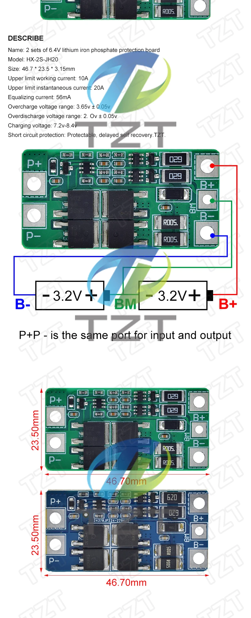 1/5PCS BMS 2S 3,2 V 3,7 V 10A LiFePO4/Lithium-Batterie Ladung Schutz Bord 6,4 V 7,2 V 18650 32650 Batterie Packs Mit Balance – Detail 2