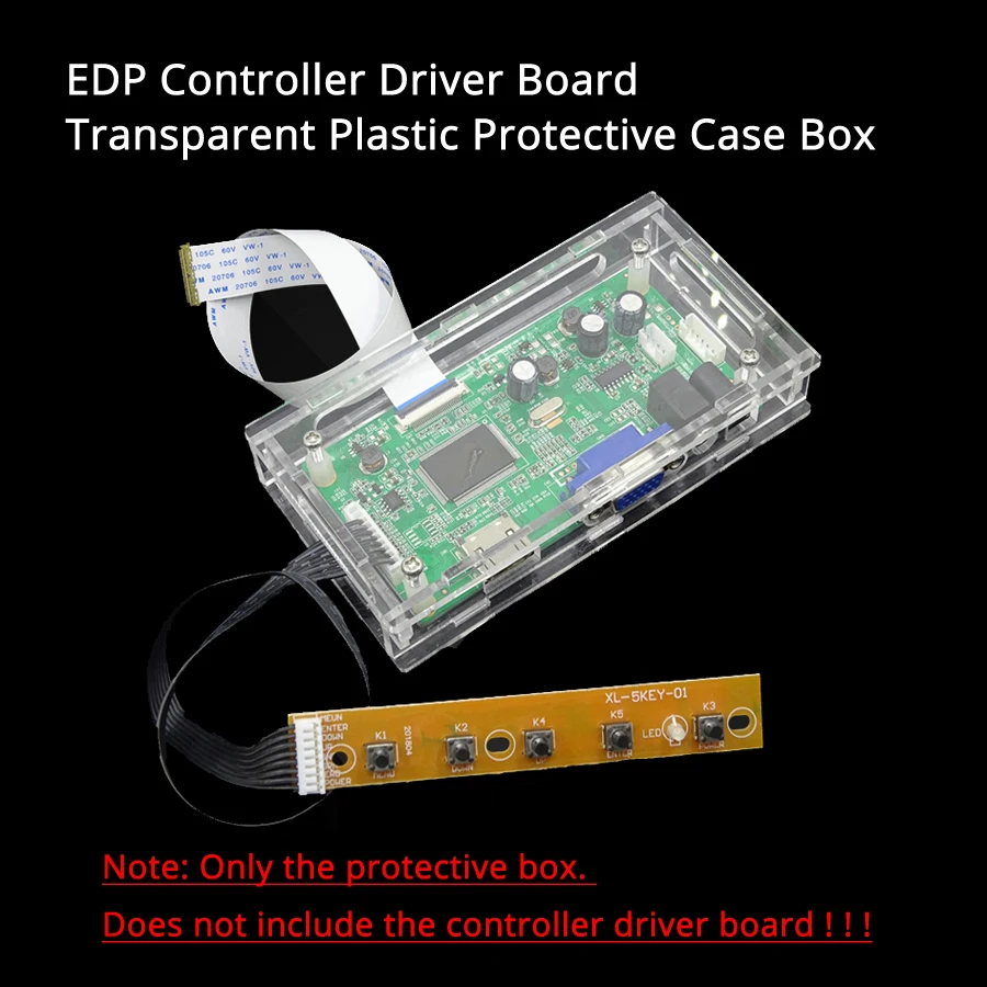 For Our EDP/58C Controller Motherboard HDMI-Compatible VGA Driver Board Transparent Acrylic Protection Box OR Black Plastic Case