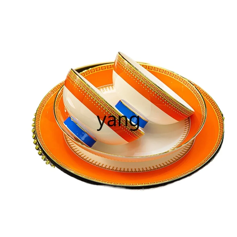 LH  high-end dishes set household ceramic dishes housewarming bone china tableware