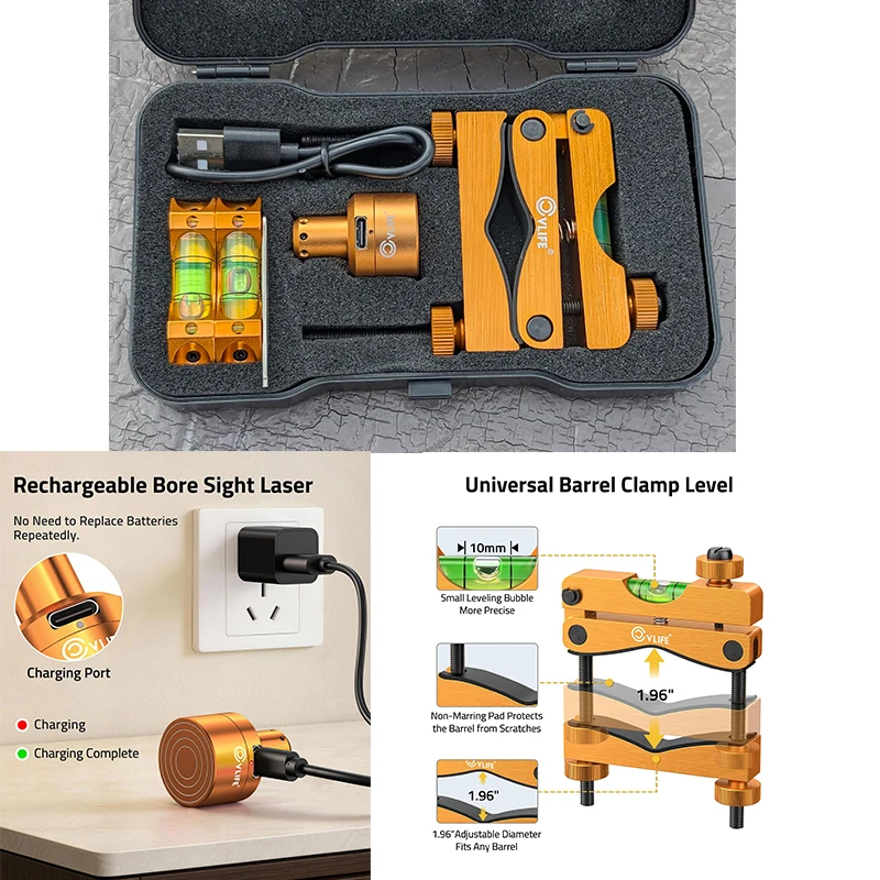 

CVLIFE Rechargeable Red/Green Laser Bore Sight with Scope Level Kit 2-in-1 Magnetic Boresighter for Multiple Caliber for Hunting