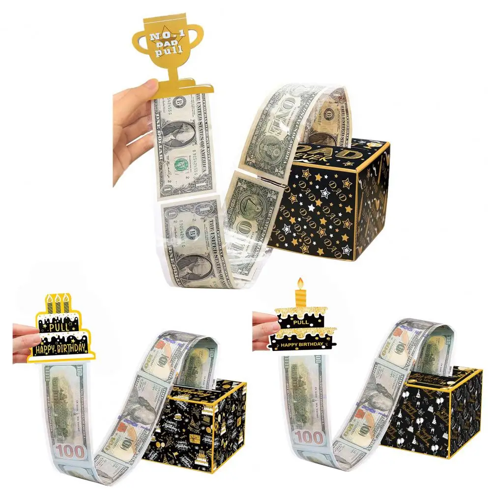 Birthday Money Box DIY Surprise Cash Gift Pull Box Creative Special Money Gift Box For Best Dad Birthday Cash Storage Container