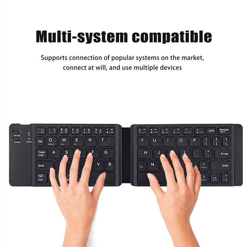 لوحة مفاتيح بلوتوث قابلة للطي، تخزين لوحة المفاتيح اللاسلكية الصغيرة، ثلاثة أنظمة متعددة الوظائف عالمية