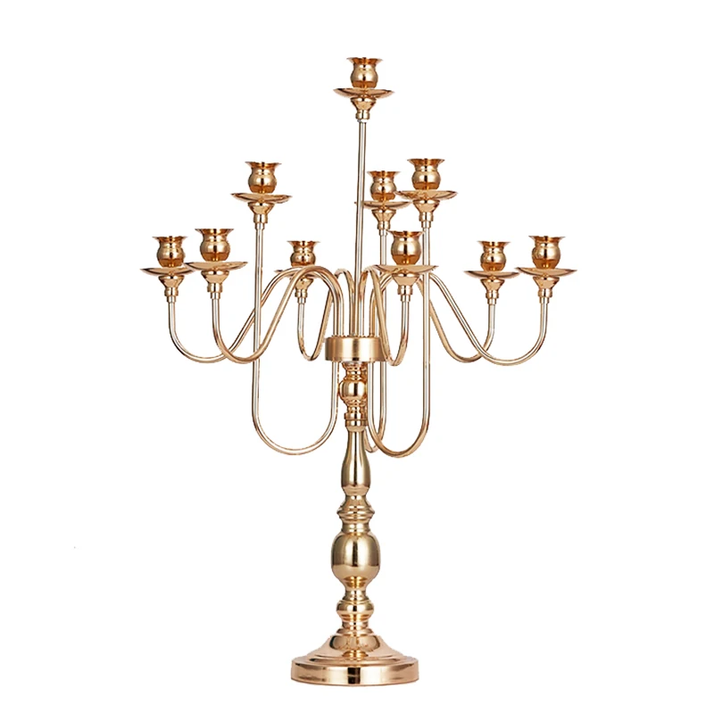 

PEANDIM Metal Candelabra 10 Heads Candlestick Wedding Table Centerpieces Luxury Candle Holder Pillar Stand Road Lead Party Decor