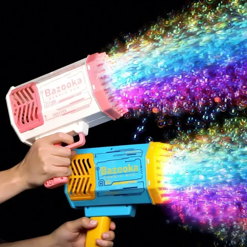 Large Children's Automatic Electric Bubble Gun Machine Toy Launcher Rocket Bubble Hair Dryer Torch Toy