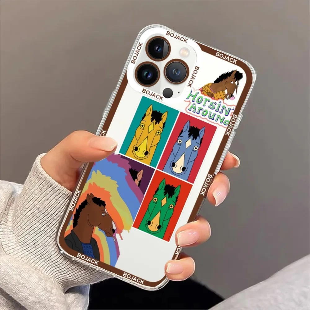 B-BoJacks cartoon H-Horsemans Phone Case For iPhone 11 12 Mini 13 14 15 Pro Max Transparent Shell