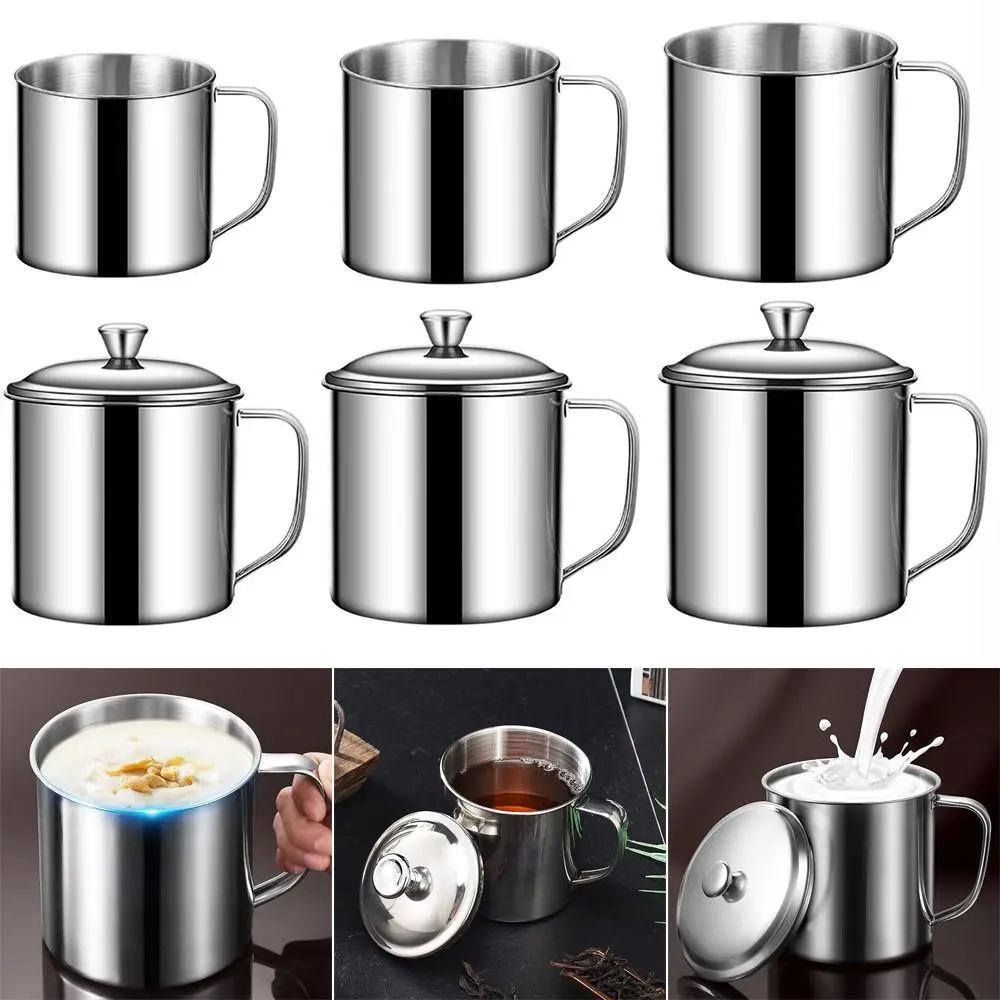 Nouveau 350-1250ml tasse poignée conception avec couvercle tasse d'eau 304 acier inoxydable lait café tasse voyage