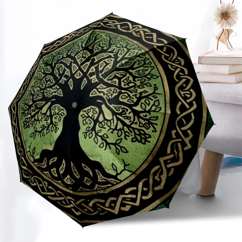 

Складной зонт «Древо жизни», модный дизайн с автоматическим открытием, 8, железные ребра, пластиковая ручка, складной солнцезащитный козырек, идеальные праздничные подарки