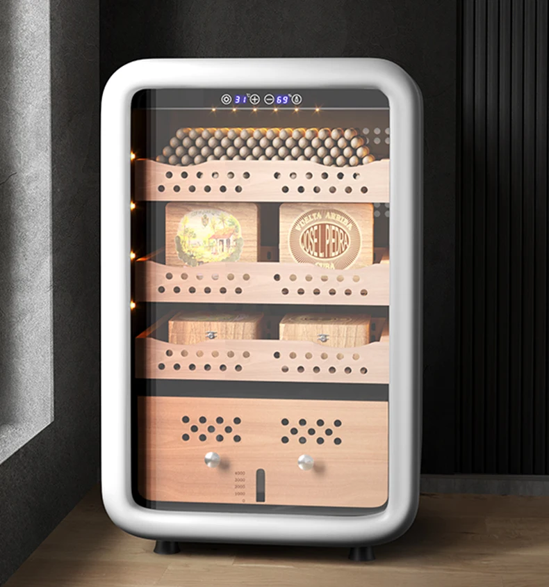 

Spanish Cedar Small Cigar Humidor Cabinet Electric Compressor Refrigerator Cigar Humidor for Household