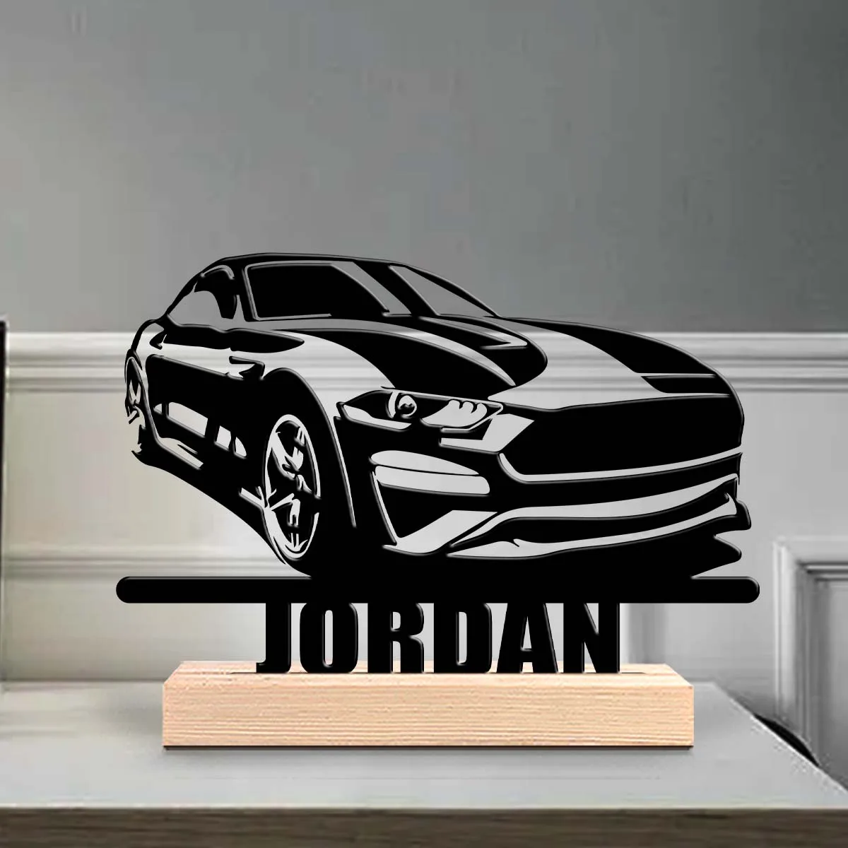 1pc Personalized Metal Artwork Customizable Name Equipped with A Wooden Base Unique Desktop Decoration Custom Gifts