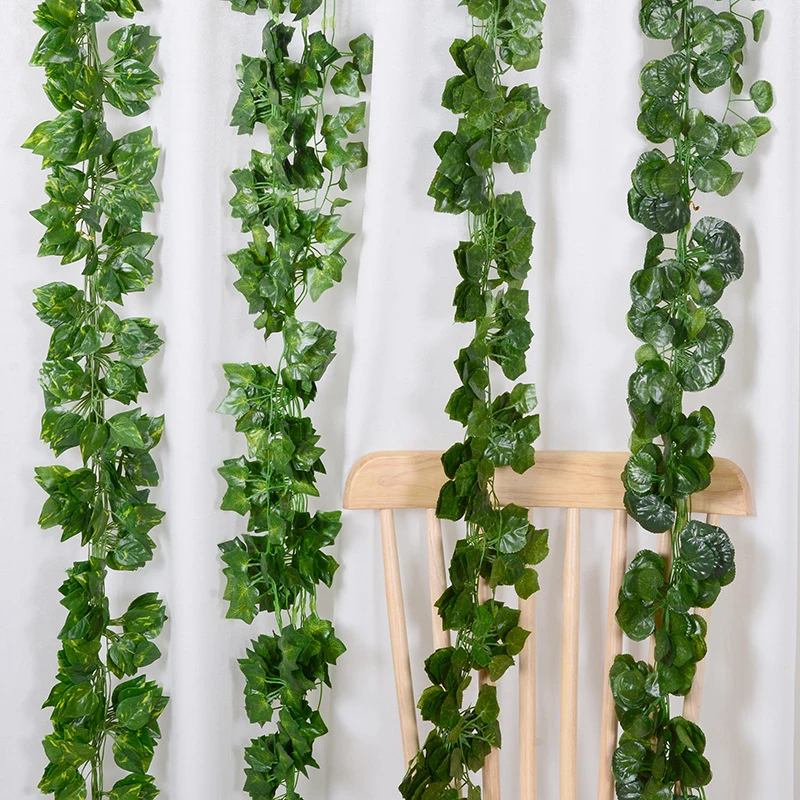 2,1 M hoja de hiedra verde Artificial vid colgante gatear DIY flores falsas plantas para jardín boda fiesta decoraciones para el hogar