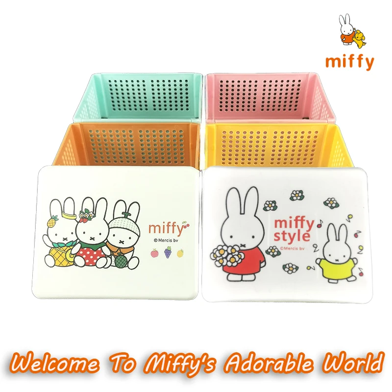 

Kawaii Miffy Storage Basket Cartoon Foldable Desktop Decoration Creative Portable Storage Basket Anime Accessories Perfect Gifts