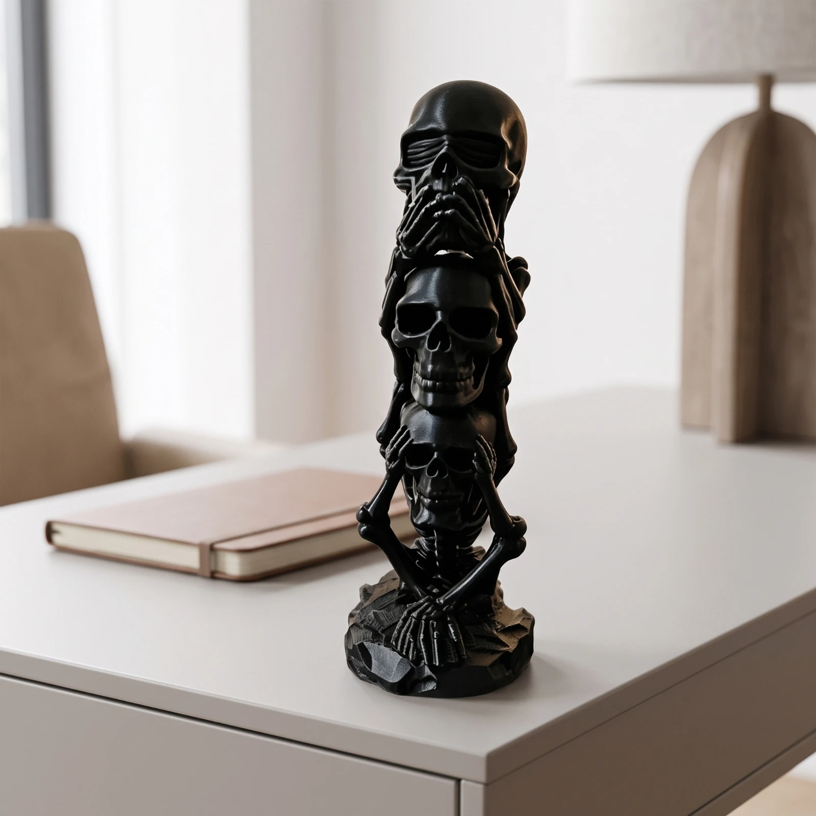 3D Printing Desk - Stacked Skull Sculpture 3D-Printed Skull Sculpture