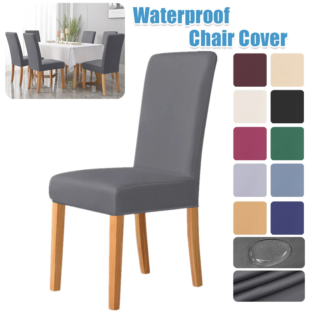 

Waterproof Fabric Solid Color Chair Cover Chair Protective Cover Stretch Anti-dirty Elastic Seat Cover Christmas Chair Covers