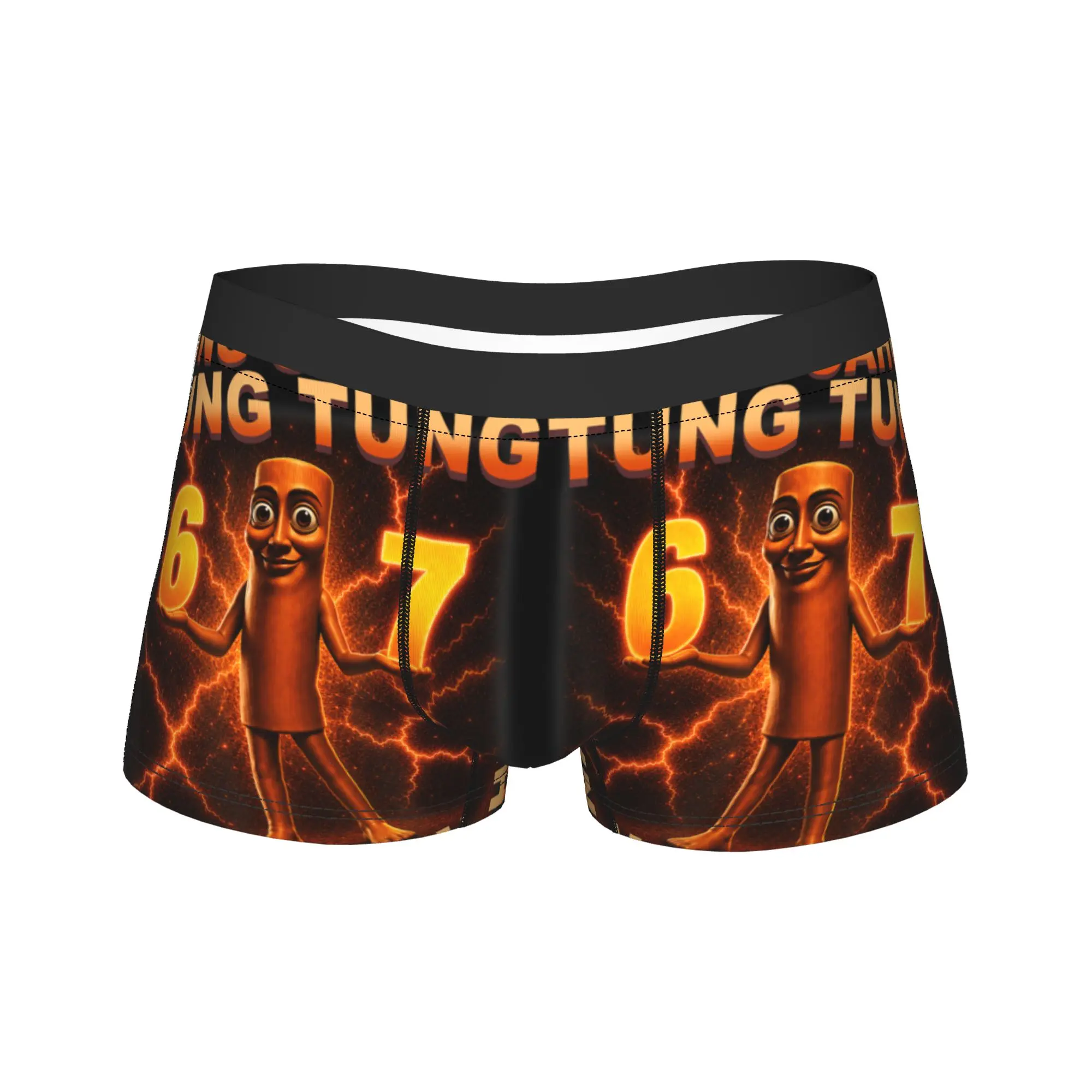 Tung Tung Tung Sahur Six Seven 67 Meme Underwear  Male Panties Pattern Comfortable Trunk Quality Shorts Briefs Large Size
