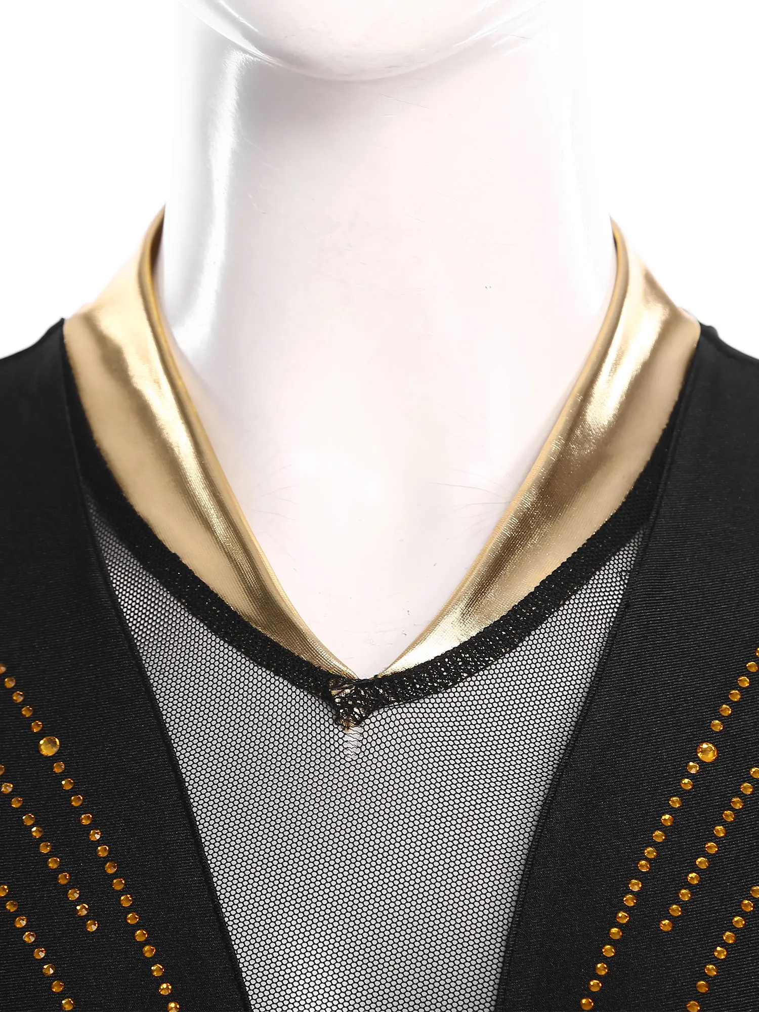 ชุดบอดี้สูทสำหรับผู้หญิง สำหรับการเล่นฟิกเกอร์สเก็ต บัลเลต์ เต้นรำ ยิมนาสติก แอคโรบิกส์ แขนยาว ผ้าตาข่ายโปร่งแสง ประดับด้วยเมทัลลิก ชิมเมอร์ และคริสตัล