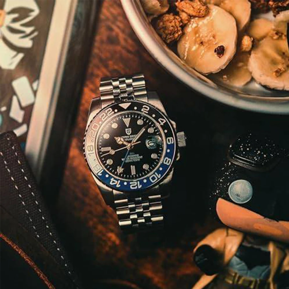 PAGANI DESIGN 2026 40MM Luxury Men GMT Automatic Machinery Watch Ceramic Bezel Jubilee Strap Sapphire Waterproof Watches for men