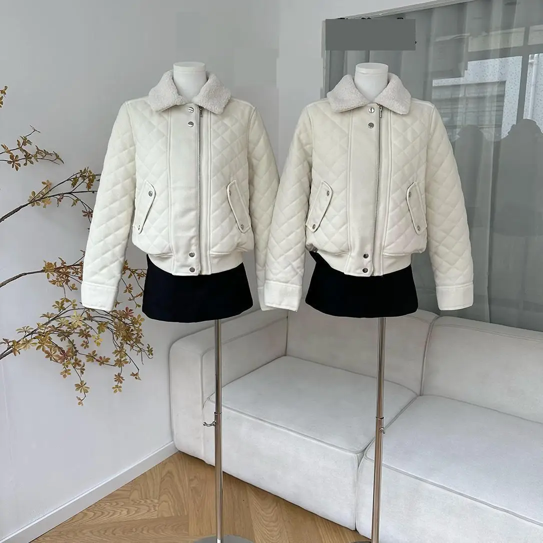 

Женская осенне-зимняя куртка с отложным воротником и хлопковой подкладкой, женская уличная одежда, однотонная свободная стеганая верхняя одежда с длинными рукавами