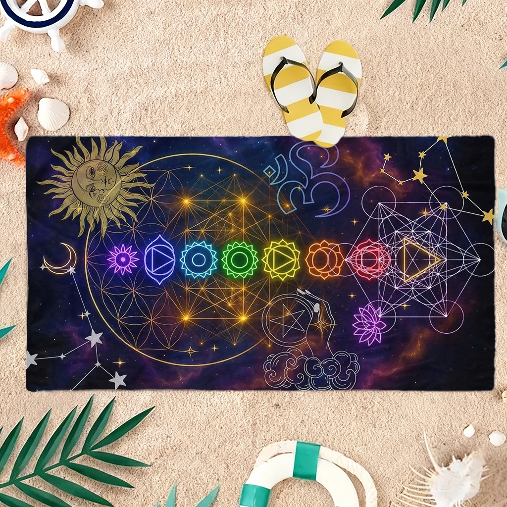 

1pc Seven-Chakra Yoga Beach Towel Quick-Drying Towel For Beach Pool Sport Yoga Gym Home Towel Gift for Friends Sand Free Towel