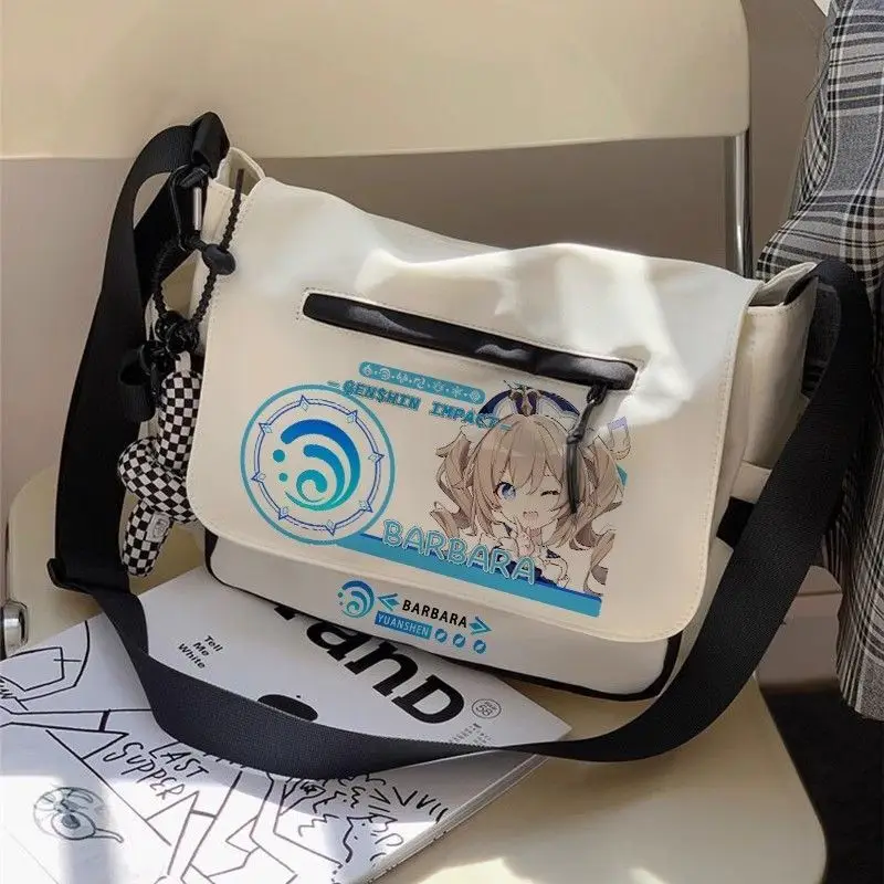 

Genshin Impact Crossbody Bag For Middle School Students, High-Value Personality Canvas Backpack, Tutoring Large Capacity Unisex