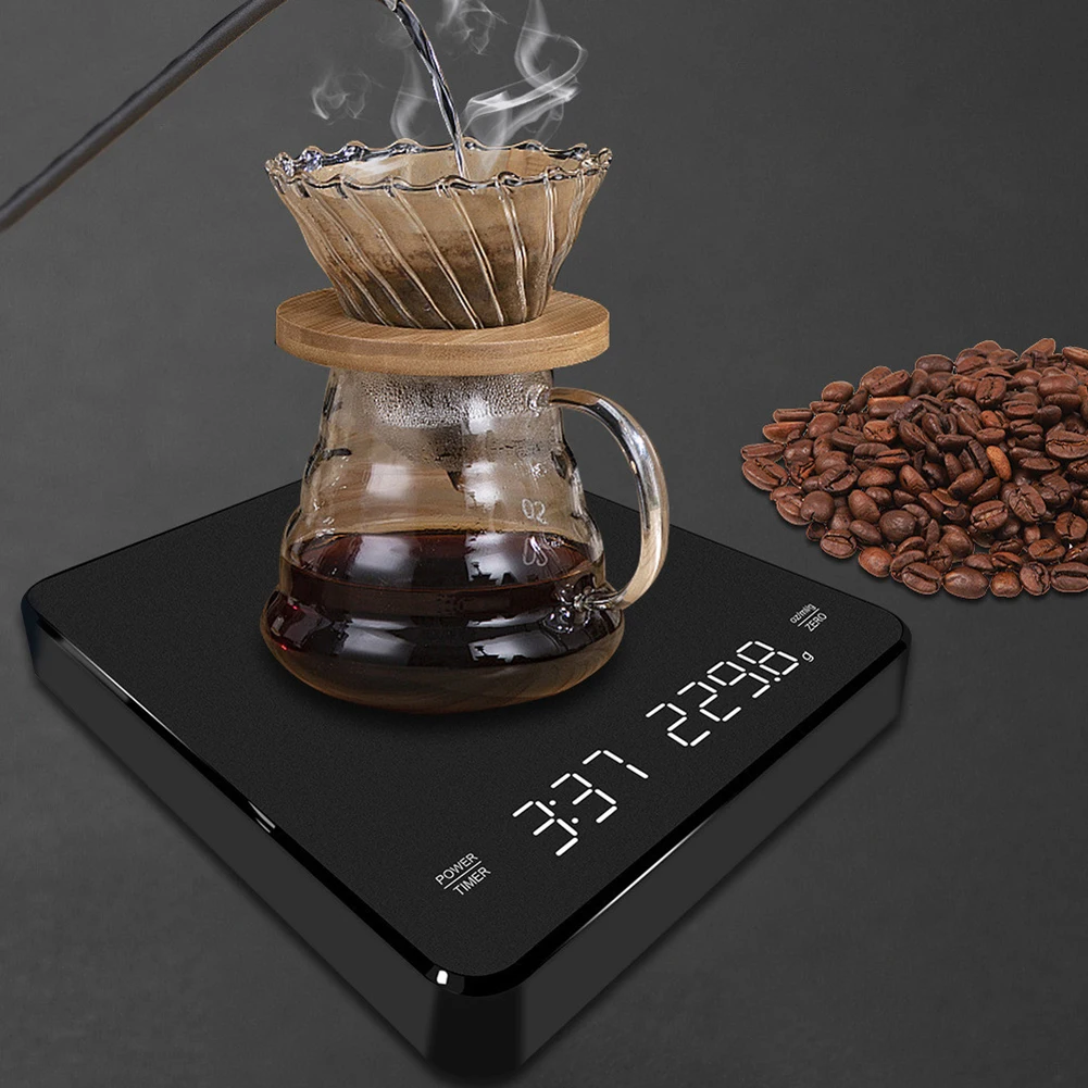 

Portable Electronic Coffee Scale with High Precision Timing and USB Charging for Home and Kitchen