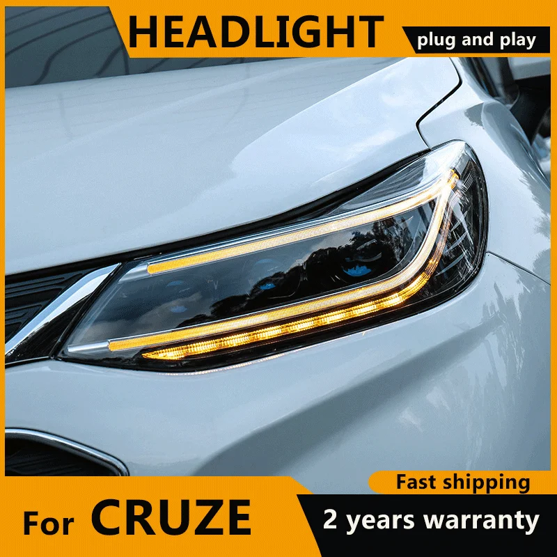

For Chevrolet Cruze Headlights 2017-2020 LED DRL Dynamic turn signal LED Bi Xenon Bulb Fog Lights Car Accessory Cruze Head Lamp