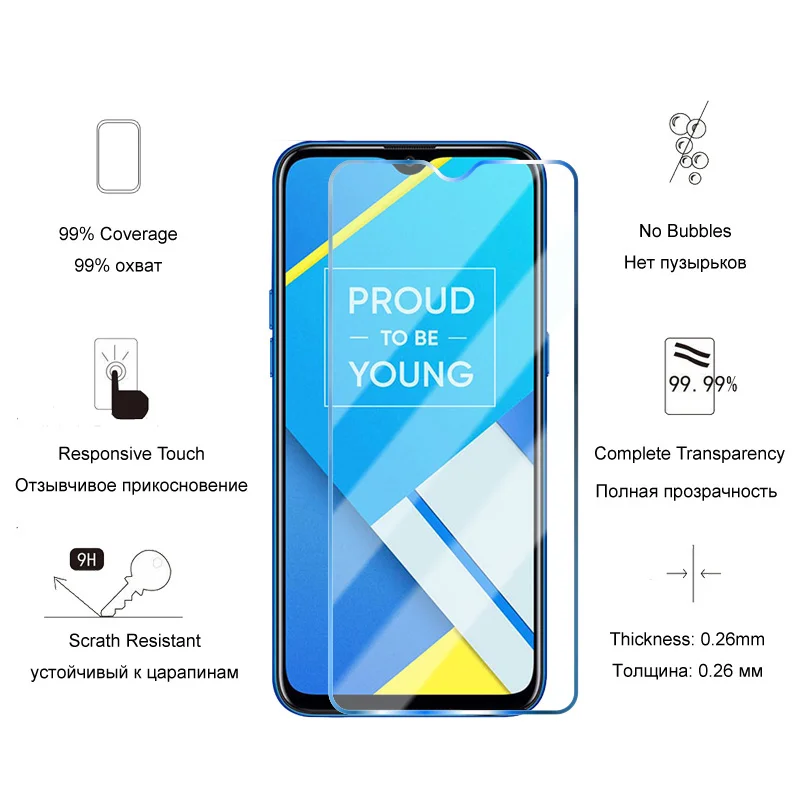 3PCS Tempered Glass for Realme 8i 8 7 6 Q3 Pro 5G Screen Protector for Realme C3 C25 C21 C11 GT Neo 2T C21y C25s Glass Protector