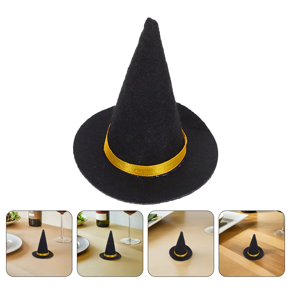 

30 Pcs Tiny Hats Mini Felt Witch Halloween Bottle Topper Manual Toppers for Bottles