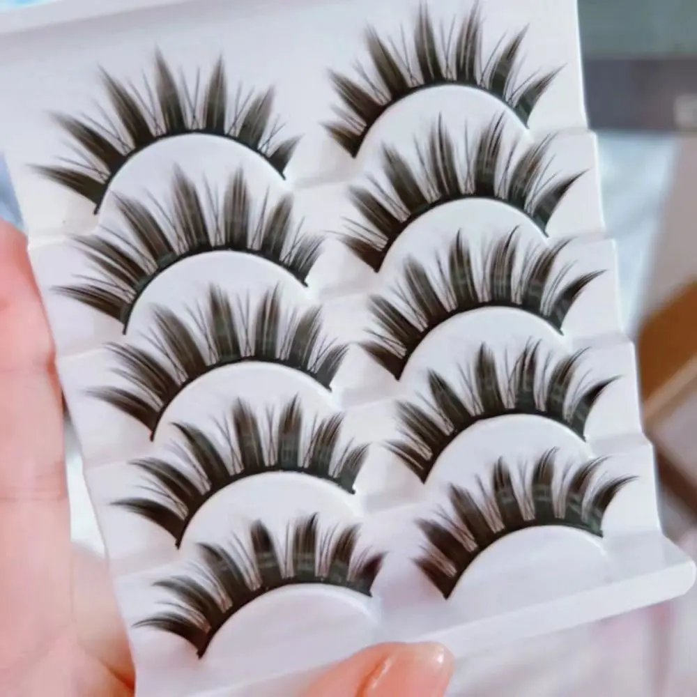 Natural Wet Look Manga Lashes Cat-Eye Makeup Dramatic Cosplay Lashes Fairy Clusters Fluffy Fake Eyelashes Women