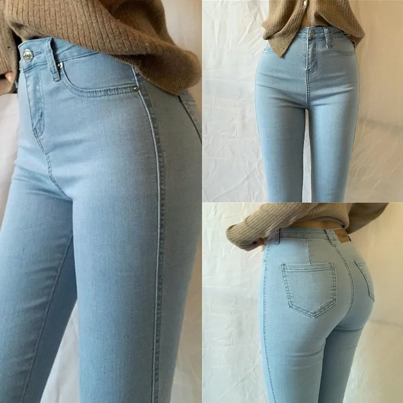 

Women's Stretch Jeans Peach Hip Slimming Fit Spring Autumn Hip Lifting Hip Shaping Washed Retro Small Feet Pencil Denim Jeans
