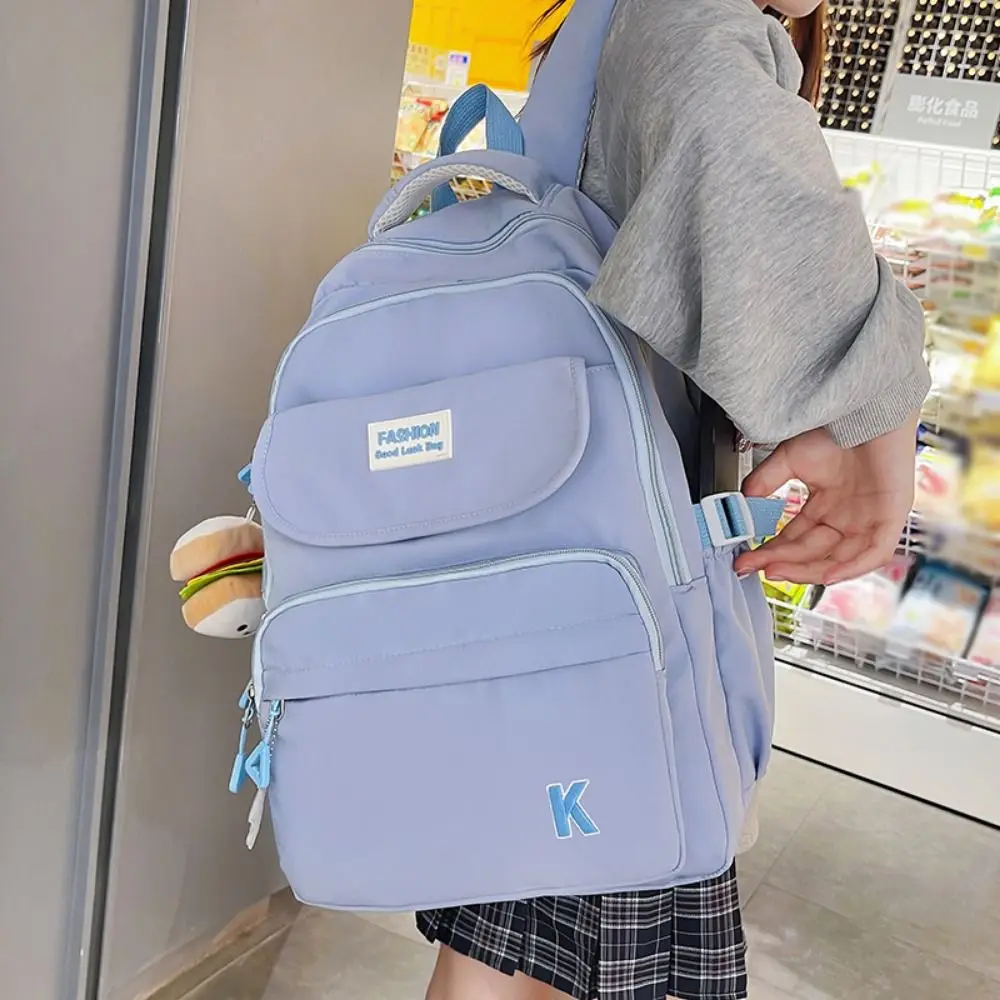 Korean Students School Bags Lightweight Waterproof College Student Backpack Zipper Closure Adjustable Straps Girl's Backpack