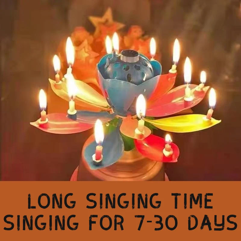 Automatic rotating flowering music candle China Lotus Candle Singing Cake Birthday Decoration Rotating Music Creative Lotus Cake