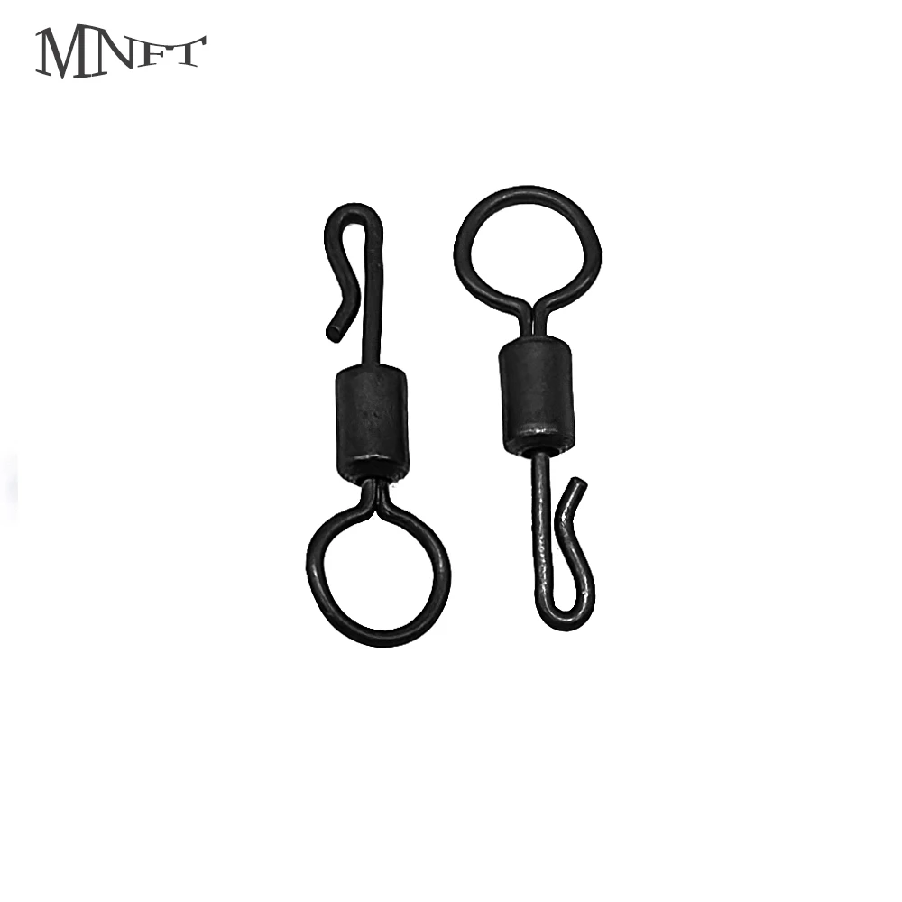 MNFT 100Pcs Fishing Rigs Snap Big Eye Carp Fishing Quick Change Q Shaped Lengthen Swivels Matter Black Color Fishing Connectors