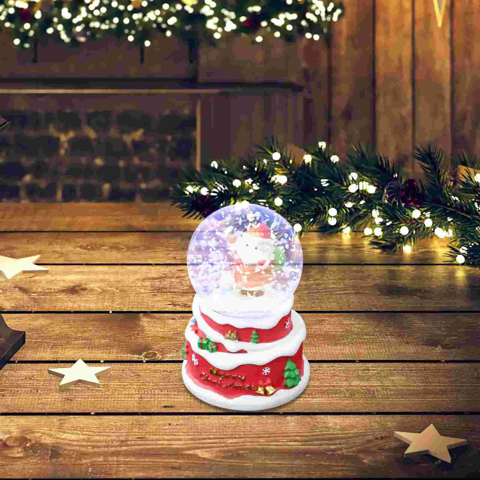 Resin Craft Crystal Ball Desktop Decoration Christmas Globe Holiday nament Xmas Tree Centerpieces Santa Claus Statue Home Garden