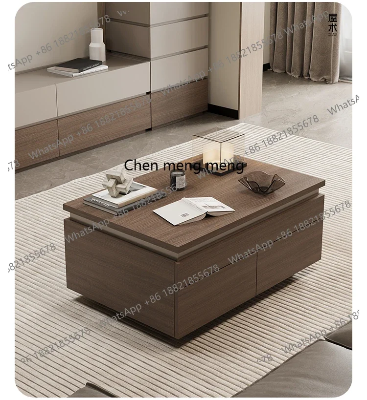 

Coffee table removable Italian minimalist walnut tea table high-end small apartment tea table customization