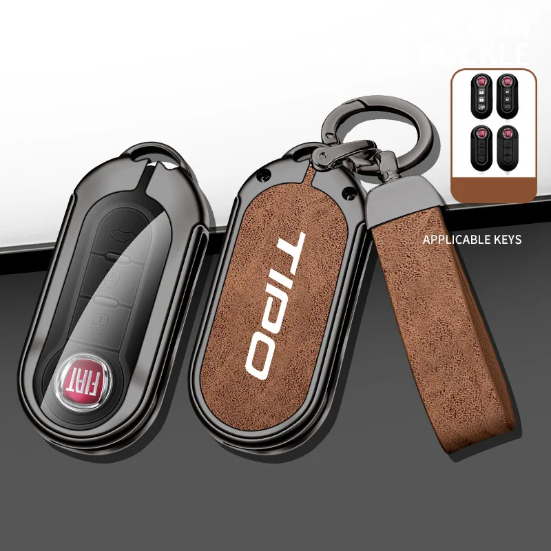 Zinc Alloy Leather Fiat Car Remote Key Case Cover Shell For Fiat Tipo Abarth Toro Stilo Doblo 500X Punto Argo Auto Accessories