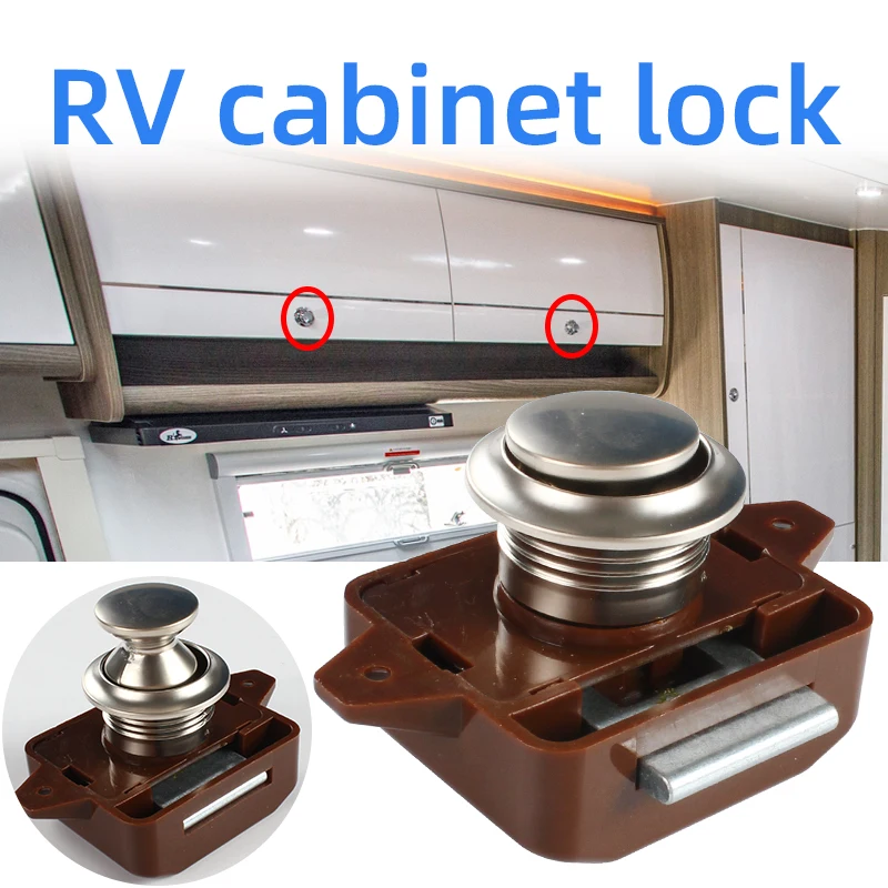 RV Car Push Lock Pop‑Up Push Button Cabinet Latch Lock Handle 26mm Opening for RV Camper Yacht Boat Drawer Door