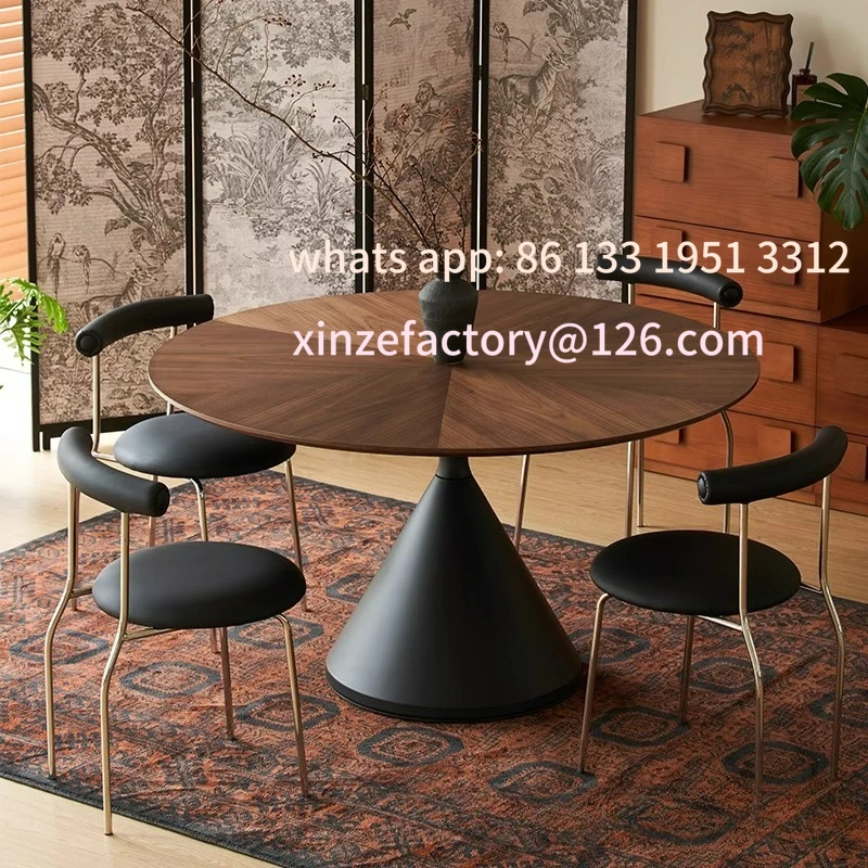 

Customizable antique round dining table household small apartment French retro dining table and chairs