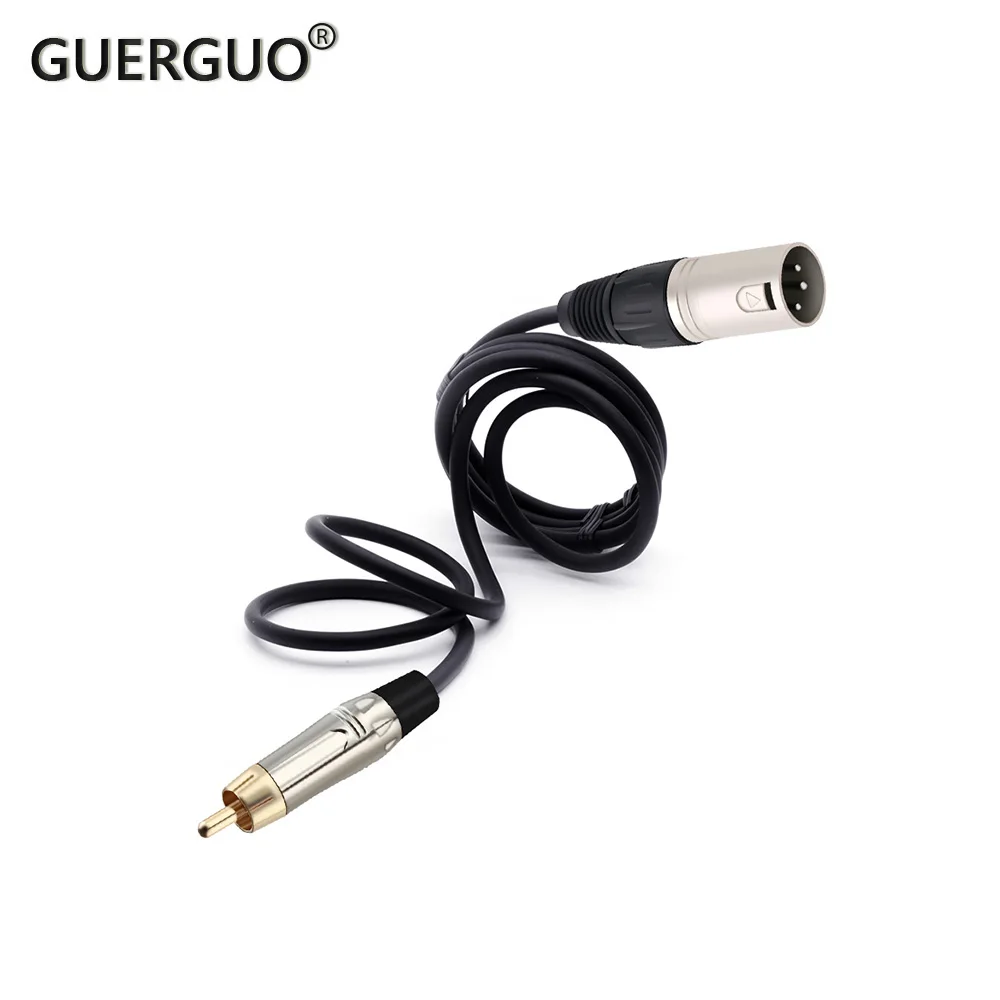 RCA Connector Smooth Silver Male to 3Pin XLR Male Cable XLR to Aux Cord for Balanced Microphone Interconnect Inch Cable for AMP