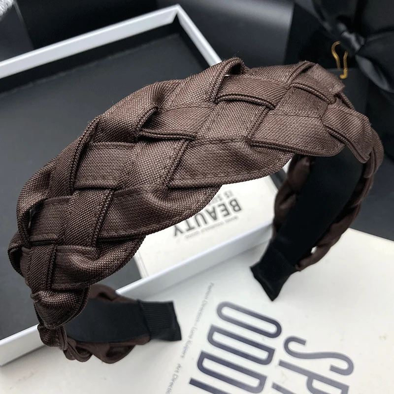 New High Headtop Braided Headband for Women's Versatile Style, Outward Pressing Headwear