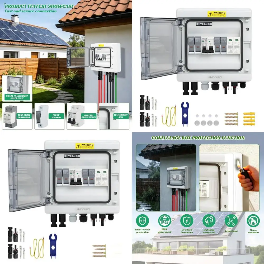 

Dual Input Single Output PV Combiner Box, 20A Solar Panel, 40A DC Circuit Breaker, Surge Protection, IP65 Rated Outdoor Switch P