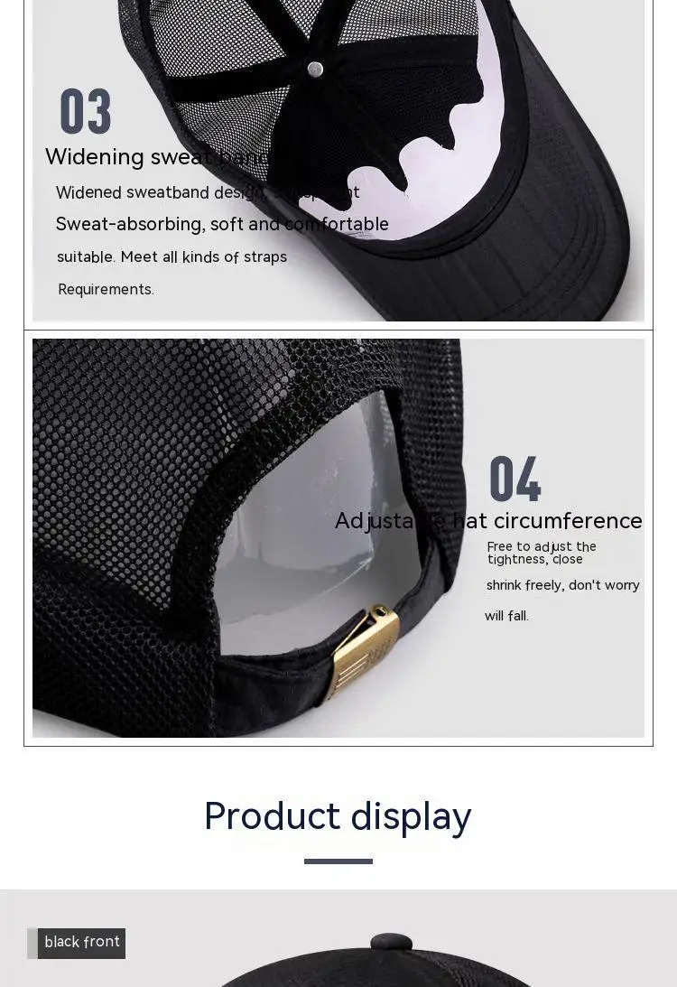 Overs ize Big Head Man Plus Size Baseball Cap Frühling Sommer dünne Stoff Mesh Sonnenhut männlich Snapback m 55-59cm l 60-64cm – Detail 28