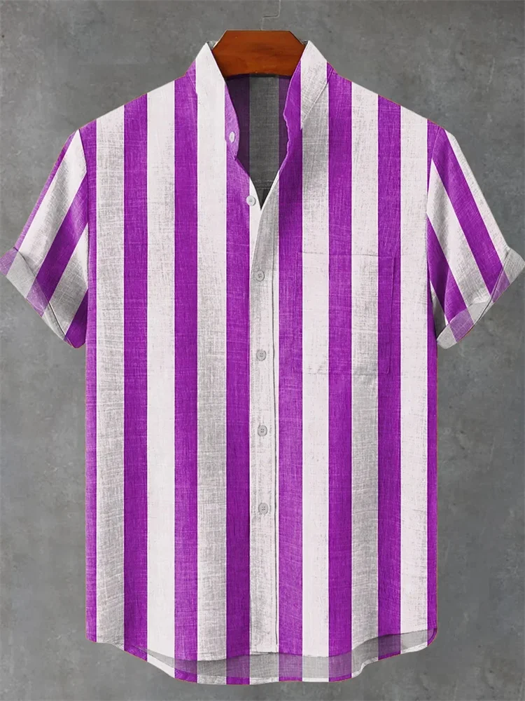 5-color summer men's retro plaid shirt fashion casual luxury shirt short sleeve men's Hawaiian shirt camisa Masculina 5XL 2025