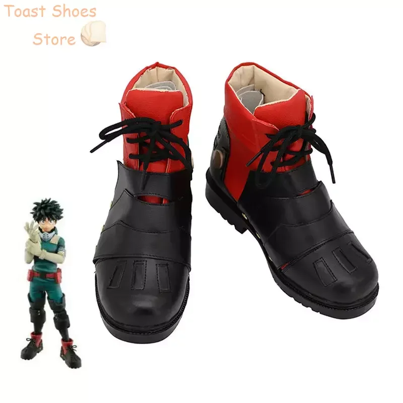 Deku-zapatos de Cosplay de My Hero Academia, accesorios de Cosplay de Midoriya Izuku, zapatos de cuero PU, botas de Halloween, utilería para disfraz