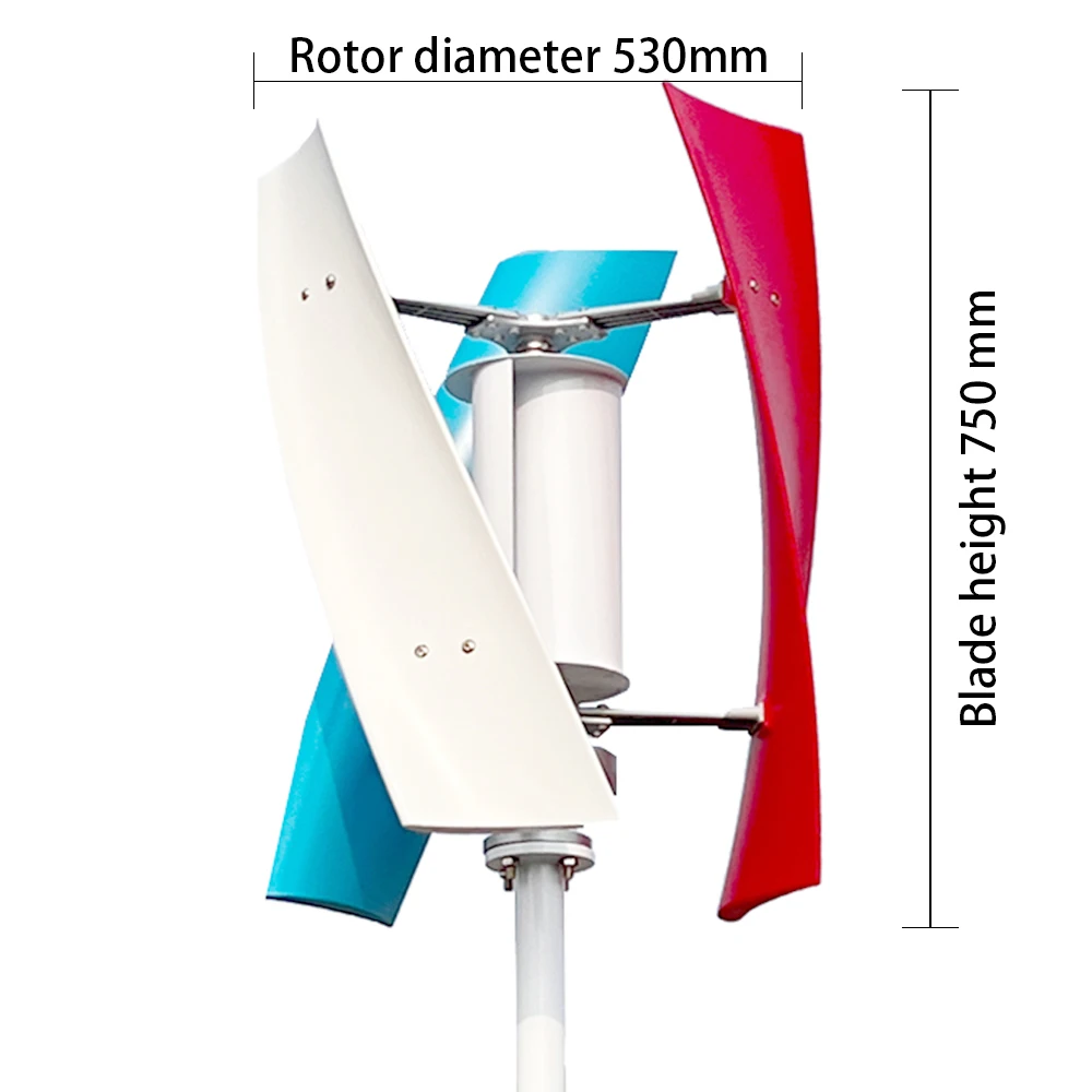 1000W Vertical Axis Wind Turbine 12V 24V 3 Phase Permanent Magnet Generator Silent Windmill Power System for Outdoor Cabin