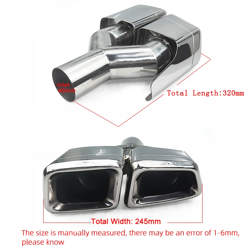1 Pair Fit for Mercedes-Benz W212 E-class Modified AMG E63 Four-out Square Stainless Exhaust Pipe Tips